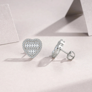 Luxury Heart Shaped 925 <b>Silver</b> Moissanite Diamond <b>Stud</b> Earrings Unisex Rose Gold Plated Trendy Premium Minimalist Fashion Gift - Product Image 1