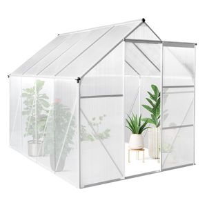 Silver 6x8 Hybrid Polycarbonate Garden Greenhouse Hybrid Polycarbonate Greenhouse with Silver Finish - Product Image 6