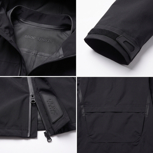 Chaqueta Técnica Impermeable para Hombre, Diseño Personalizado OEM, 3L, Estilo Asimétrico, Tipo Gabardina 3/4, Color Negro Mate, Resistente al Viento - Product Image 4