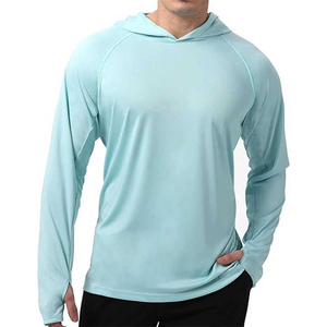 Sublimation Printed Men's <b>Long</b> <b>Sleeve</b> Fishing <b>Shirt</b> UPF 50 Anti-Uv Performance Hoodie <b>White</b> Blue Pattern - Product Image 6