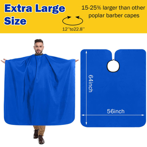 Cape de coiffure professionnelle bleue en polyester résistante à l'eau, avec fermeture à bouton-pression réglable, réutilisable pour la coupe de cheveux en salon - Product Image 3