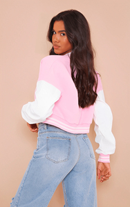 แจ็คเก็ตหนังเบสบอลแบบ Letterman สีชมพูสั่งทำพิเศษสำหรับผู้หญิง ขายดีที่สุด - Product Image 4