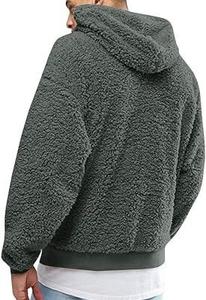 Sweat-shirt à capuche surdimensionné pour homme, couleur unie, décontracté, chaud pour l'hiver, coupe classique, en polyester tricoté - Product Image 4