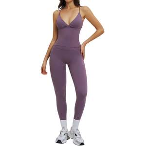 Ensemble de sport pour femmes, vente en gros personnalisée, ensemble de sport 2 pièces, soutien-gorge de sport et pantalon taille haute, tenue de sport - Product Image 1