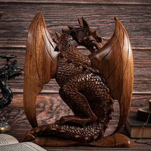 Premium Solid Wood Dragon Sculpture Feng Shui Dragon Statue Handmade Wood Craft Wholesale Decorative Wooden Dragon Figurine - Product Image 3