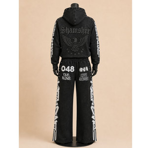 Conjunto Deportivo Unisex Personalizado de Moda Urbana 2 en 1, Sudadera con Capucha Gruesa y Pantalones con Estampado Puff, Manga Larga, Tejido de Poliéster - Product Image 3