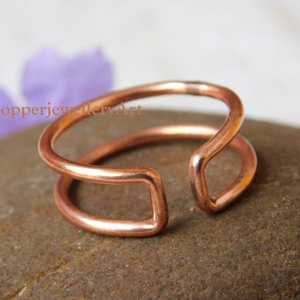 Copper Alloy Cuff Bracelets Geometric Design Vintage Style Unisex Jewelry Antique Copper Plated <b>men</b> women hand wear - Product Image 3