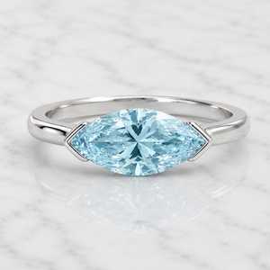 2CT Aquamarine Marquise Cut Moissanite <b>Solitaire</b> <b>Ring</b> Original 925 <b>Silver</b> Partywear Jewelry For Birthday Anniversary Charms - Product Image 1