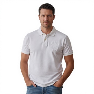 Chemise blanche à manches courtes pour homme avec logo brodé sur le devant, coupe classique, toile 100% coton, décontractée et respirante - Product Image 5