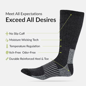 Men's Customized Merino Wool Anti-Bacterial Digital Print Spandex/Polyester <b>Socks</b> Cozy Warm Breathable Crew <b>Moisture</b> Wicking - Product Image 2