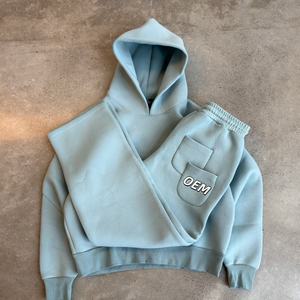 Ensemble de survêtement personnalisé pour homme, sweat-shirt et pantalon de survêtement, en molleton 100% coton épais, sans logo - Product Image 1