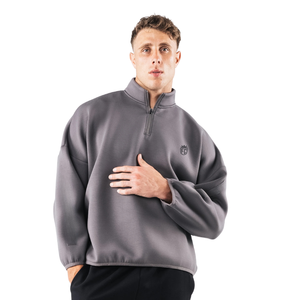 Sweat-shirt polaire demi-zip pour homme, manches longues, coupe oversize, décontracté, pour l'entraînement, fournisseur OEM en gros - Product Image 3