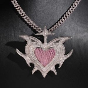 Pendentif Cœur Scintillant en Moissanite, Breloque en Argent Plaqué Rhodium, Bijoux Hip Hop, Pendentif Personnalisé pour Hommes et Femmes - Product Image 1