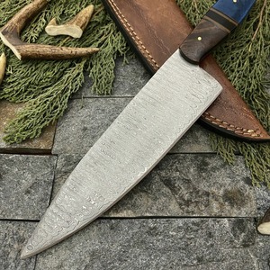 Hand Forged Twist Damascus Chef <b>Knife</b> | Wood & Resin Handle | Hunting <b>Kitchen</b> <b>Knife</b> 13 Inch <b>Sharp</b> Bevel Edge Outdoor Use - Product Image 2