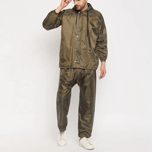 Ensemble imperméable pour homme, veste et pantalon à capuche vert olive, coupe classique, pour toutes les saisons, vêtements d'extérieur - Product Image 5