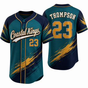 Customizable Two <b>Button</b> Baseball Jersey Youth Athletic Relaxed Knitted Textile Stitched Lettering Summer Season Teamwear Quality - Product Image 5