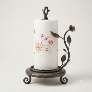 Customized Metal Tissue <b>paper</b> Holder With Floral Design Free Standing Bronze Finish <b>Kitchen</b> Decor <b>Paper</b> Towel Holder - Product Image 2