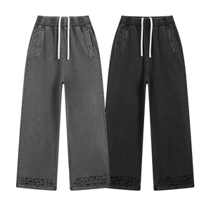 Custom DTG digital printing Baggy Trousers Casual Comfort Garment Dyed 100% Cotton Men's <b>Pants</b> - Product Image 1