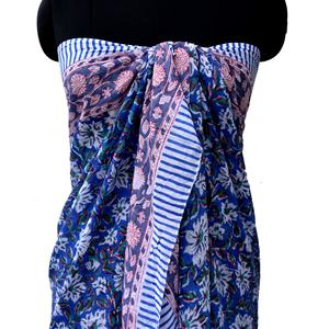 Best Selling Floral Block Printed Cotton <b>Scarf</b>, <b>Indian</b> Beach Wear Sarong, Handmade Woman <b>Scarves</b> Multi Color Pareo Wholesale - Product Image 5