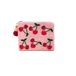 Monedero de Lujo Personalizado con Cuentas de Semillas y Bordado de Cerezas, Hecho a Mano, con Motivo de Bordado Elegante, Promocional y a la Moda - Product Image 3