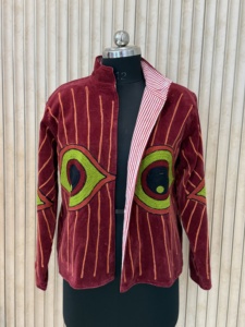 Velvet Printed Autumn Winter <b>Jackets</b> <b>Women</b> Stylish Ethnic Modern Designer Outerwear Breathable Eco-Friendly Vintage Floral - Product Image 5