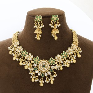 Artificial Gold Plated Ethnic Kundan Choker Necklace Earrings Ring Jewellery Set for Women Anniversary Wear - Product Image 5