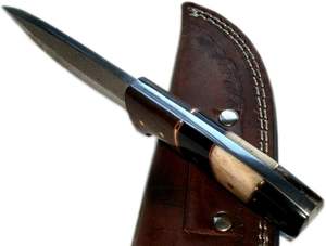 Cuchillo de Camping de Acero de Damasco de Grado Industrial Hecho a Mano con Mango de Cuerno de Toro, Dureza HRC60-65 - Product Image 3