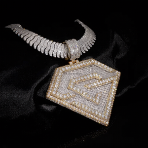 จี้เพชรโมอิสซาไนต์รูปตัวอักษร N ดีไซน์หรูหรา สีทอง ประดับเพชร สร้อยคอแบบฮิปฮอป ดีไซน์โดดเด่น - Product Image 2