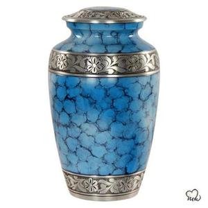 Handmade Metal Cremation Urn With Silver Floral Band Traditional Design <b>Memorial</b> Ashes Keepsake <b>Vase</b> Tabletop Display Adult Urns - Product Image 5