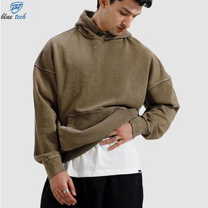 เสื้อฮู้ดดี้โอเวอร์ไซส์พรีเมียมสำหรับผู้ชาย ผ้าฝ้ายฟลีซฟอกสี  รับผลิตเสื้อฮู้ดดี้แบบ Private Label ราคาขายส่ง OEM - Product Image 2