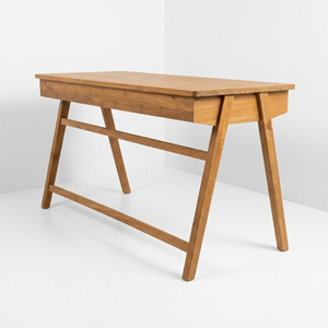 Mid Century Teak Writing Desk Solid Wood Drawers Natural Finish <b>Office</b> <b>Workstation</b> for Hotel Villa Commercial Furniture Project - Product Image 5