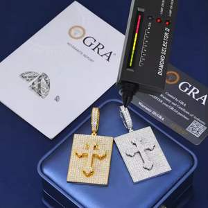 Collar con Colgante de Cruz Cuadrada Estilo Hip Hop, con Incrustaciones de Diamantes Blancos, Plata de Ley 925, Joyería de Alta Gama - Product Image 6