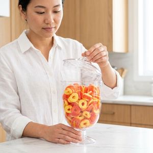 Wholesale ODM OEM Transparent <b>Plastic</b> Candy & Cookie Vase <b>Jar</b> Lid Custom Color Logo for Table Display Decoration Made Vietnam - Product Image 5