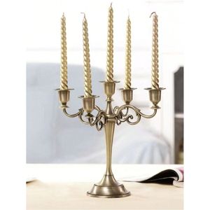 Candelabro de Metal Antiguo de 5 Brazos, Portavelas Decorativo para Centro de Mesa, Ideal para Bodas, Fiestas y Decoración del Hogar - Product Image 1