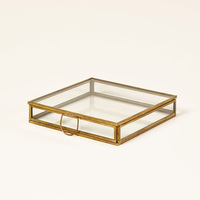 Boîte de rangement et de présentation de bijoux en métal et verre avec couvercle à charnière pour bagues, couleur personnalisable, logo personnalisé