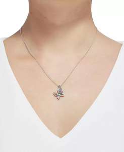 Multicolor (1/5 ct. t.w.) & Diamond Accent Openwork <b>Butterfly</b> 18" Pendant <b>Necklace</b> in Sterling <b>Silver</b> | Macy's - Product Image 2