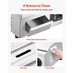 Piastra Elettrica Commerciale in Acciaio Inox da Banco 35,4 x 30 cm, Temperatura Regolabile da 122-570 Gradi F, Attrezzatura Professionale - Product Image 6