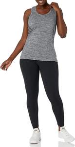 <b>Women's</b> Racerback <b>Tank</b> <b>Tops</b> Solid Color Breathable Knitted Sleeveless Casual <b>Top</b> Regular Length 100% Polyester Gray <b>Black</b> - Product Image 2