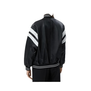 Oversized <b>Leather</b> Varsity <b>Jacket</b> Casual Zip Up Plus Size Varsity Bomber Womens <b>Leather</b> <b>Jackets</b> Oversized Bomber <b>Jacket</b> for Women - Product Image 4