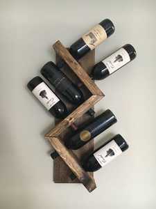 Porte-vin mural en bois moderne, support d'affichage en zigzag pour 6 bouteilles - Product Image 1