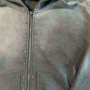100% Cotton <b>Rhinestone</b> <b>Hoodie</b> Oem Heavy Weight Oversize Vintage Custom Logo Casual Mens <b>Hoodie</b> Wholesale <b>Hoodie</b> - Product Image 2