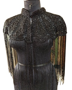 Làm bằng tay màu đen vẻ đẹp buổi tối mặc thanh lịch cộng với kích thước thiết kế với nặng beading cho mùa đông phổ biến bán buôn ở mức giá - Product Image 1