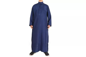 <b>Mens</b> Breathable Islamic Robe Full Length Loose Fit Traditional Juba <b>Mens</b> Comfortable <b>Thobe</b> Long Sleeve - Product Image 3