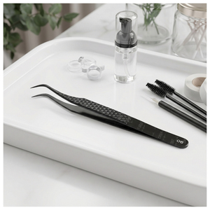 Premium Eyelash Extension Tweezers <b>Kit</b> Anti-Static Matte Black Fiber tip <b>Lash</b> Tweezer Straight Curved & Boot Style Tweezers - Product Image 4