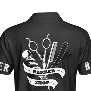 Salon Barber <b>T</b>-<b>Shirt</b> Wholesale Custom Logo Embroidery <b>Polyester</b> Casual Jersey Digital Print Quick Dry Breathable Factory Price - Product Image 5