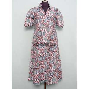 Vestido de Fiesta Moderno, Estilo Dulce, Vestido de Verano, Estampado Floral a Mano, Algodón, Estilo Canguro, Hermoso Vestido Casual en Línea A para Mujer - Product Image 1