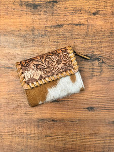 Nuevo pelo hecho a mano Real en billetera triple de cuero genuino estilo de mujer occidental billetera de cuero de vaca al por mayor carteras de lujo - Product Image 2