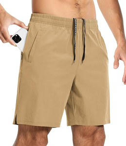 Shorts de sport slim fit pour hommes avec cordon de serrage et poches fonctionnelles, shorts de gym légers avec option poche cargo - Product Image 3