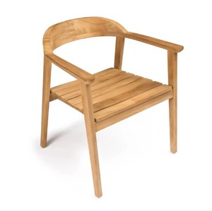Fauteuil Hiro en teck massif avec dossier incurvé bas, chaise de jardin pour terrasse - Product Image 2
