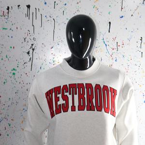 Sweat-shirt à col montant WESTBROOK WHITE 100% coton avec broderie appliquée rouge, col large, URBAN PRODUCTIONS - Product Image 5
